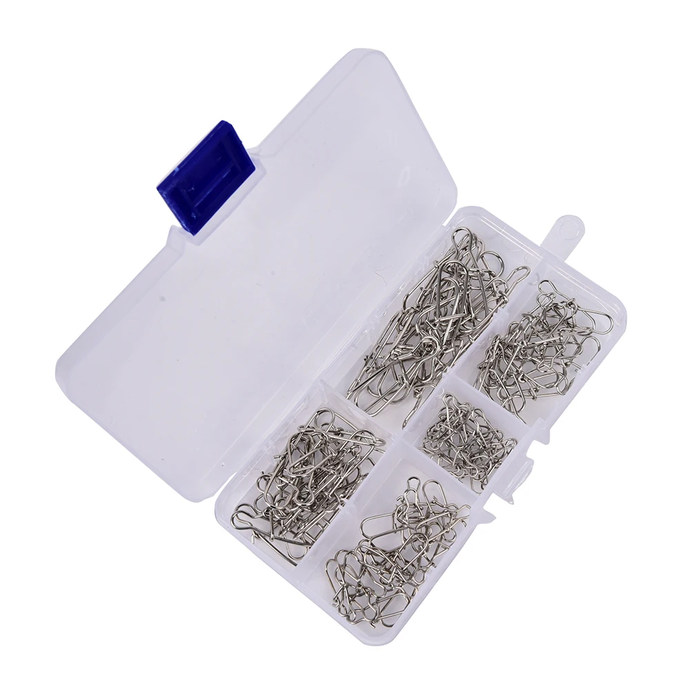 

Safety Snaps Fishing Hook Connector Stainless Steel 100pcs Hook Fast Clip Lock Snap Swivel Solid Rings
