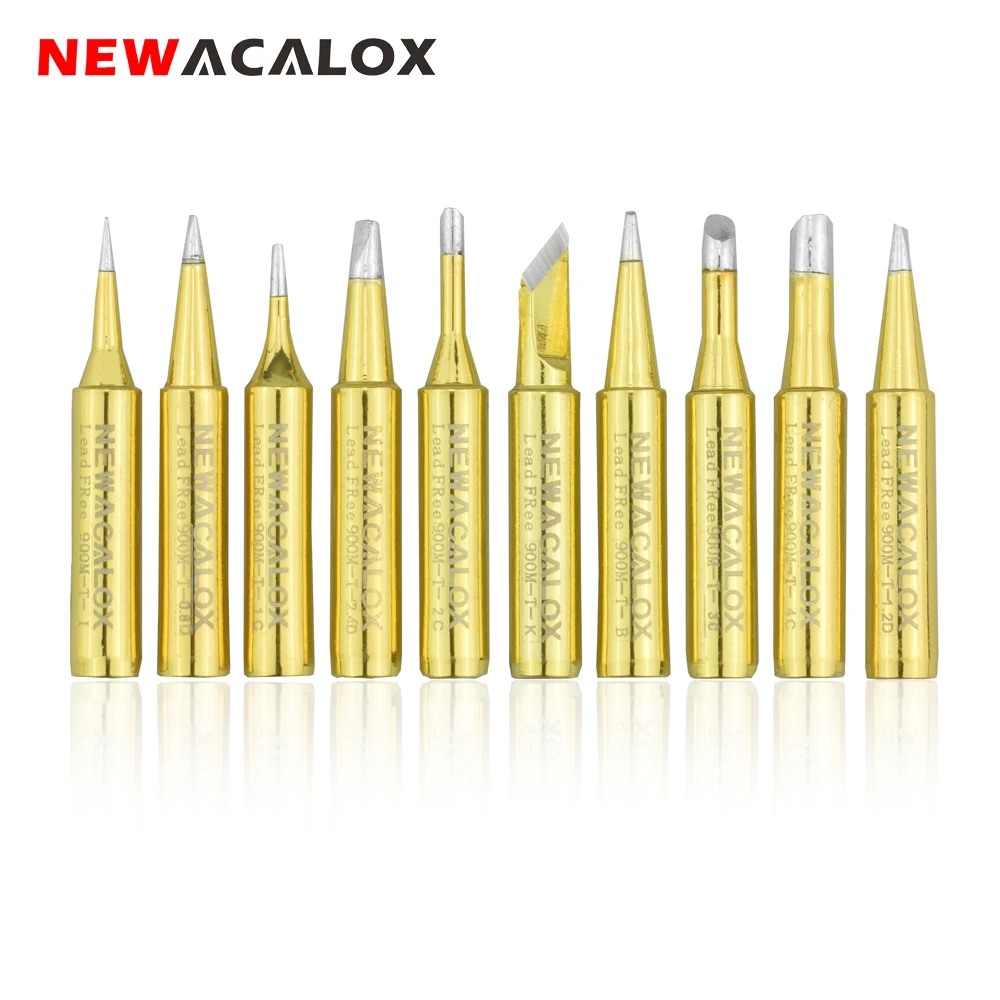 NEWACALOX 10 шт./лот желто-золотой бессвинцовые сварочные наконечники 900M-T паяльник наконечник для 878D паяльная станция BGA наборы инструментов