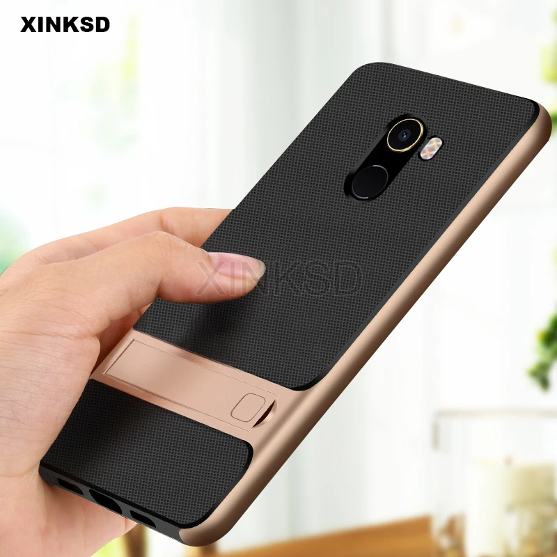 

TPU Silicone Hybrid PC Bracket Case For Xiaomi Redmi 5 Plus Note 5 Pro 4 4X Mi6 Mi A1 5X 6 Case Luxury Stand Armor Phone Cover