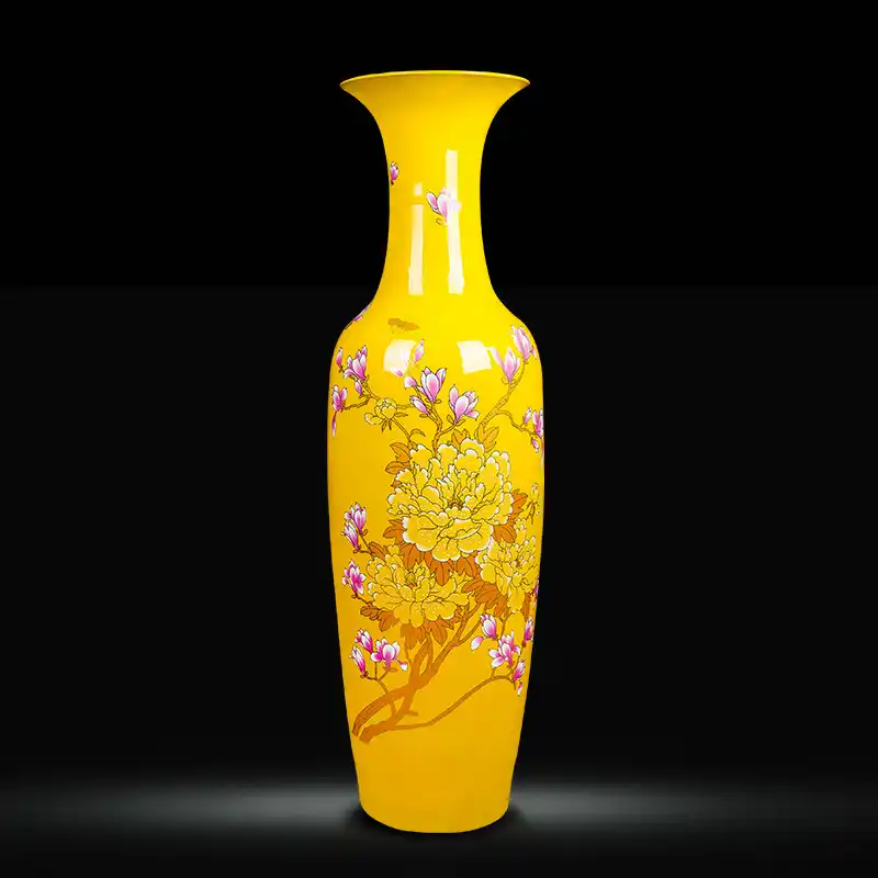 180cm Height Crystal Glaze Royal Golden Peony Super Tall Chinese