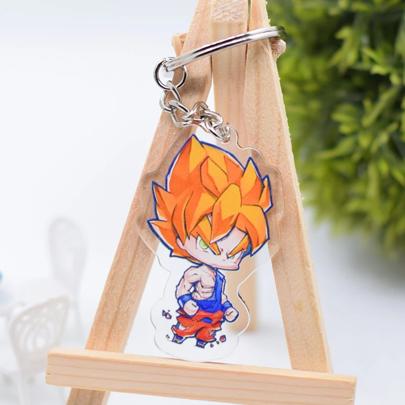 

Dragon Ball GT Keychain Cute Double Sided Goku Vegeta Key Chain Pendant Acrylic Anime Accessories Cartoon Key Ring DBS1P