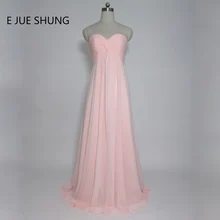 E JUE SHUNG розовые шифоновые дешевые длинные вечерние платья трапециевидные длиной до пола платья для выпускного вечера вечерние платья
