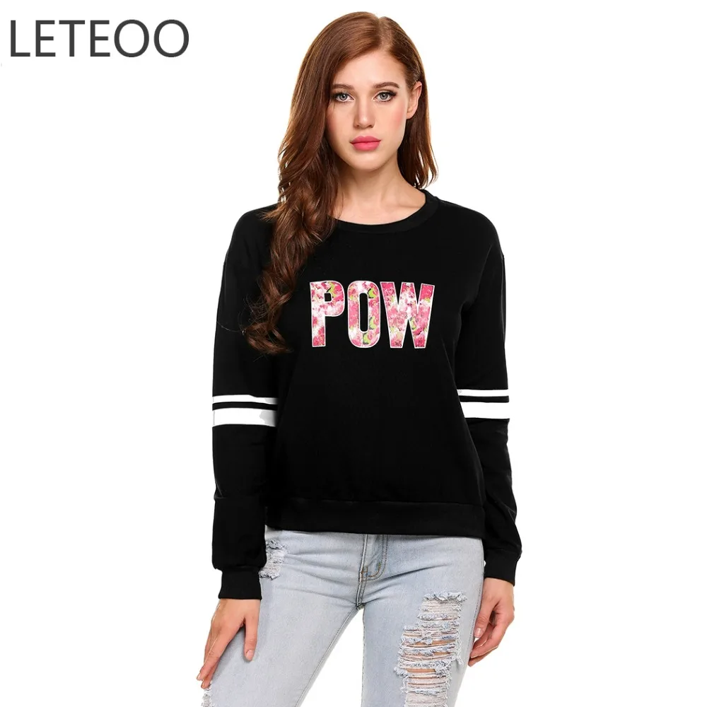 LETEOO Women Letter Print Sweatshirt Harajuku Autumn