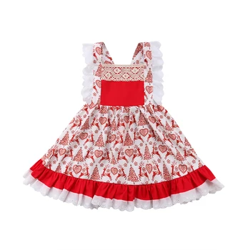 

2018 New Christmas Kid Baby Girls Dress Red Dear Sleeveless Lace Party Birthday Xmas Dresses For Girls Christmas Costumes