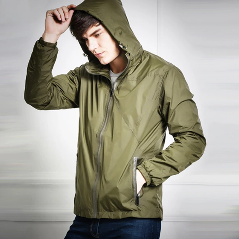 سترة الرجال 2019 جديد الخريف أزياء الرجال عارضة سترة رياضية رقيقة الرجال سترة واقية جاكت مزود بغطاء للرأس معطف زائد حجم 4XL