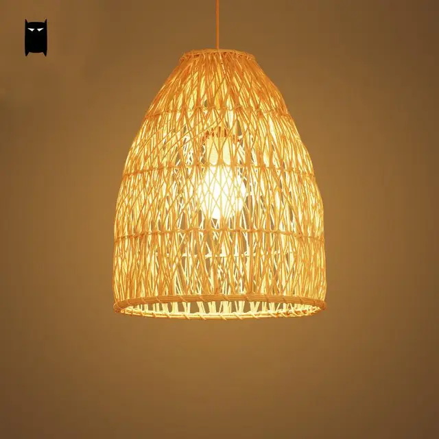 Handmade Wicker Rattan Cage Lampshade Pendant Light Fixture Rustic Handmade Wicker Rattan Cage Lampshade Pendant Light Fixture Rustic Asian Country Style Hanging Ceiling Lamp Avize