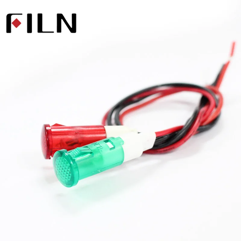 FILN 10 мм Диаметр 6 в 12 В 24 в 120 в 220 В пластик красный желтый зеленый индикатор водонагреватель светильник с проводом