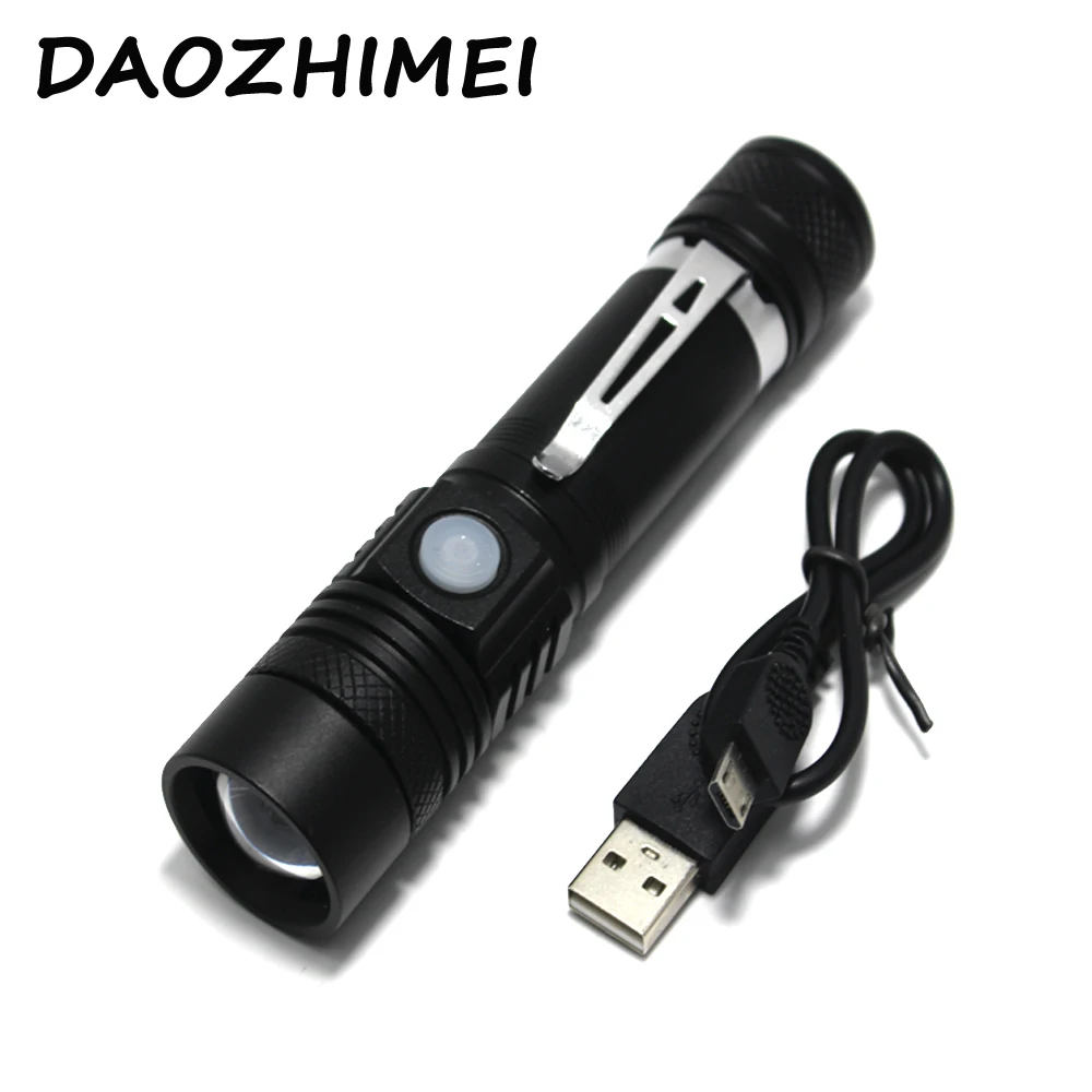5000Lumens Rechargeable USB Flashlight XM T6 Zoomable 3 Modes LED Torch 18650 Flashlights For