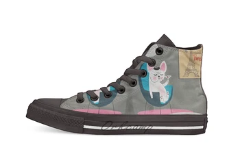 

French Bulldog At Home Design breathable Casual High Top lace-up Canvas shoes sneakers