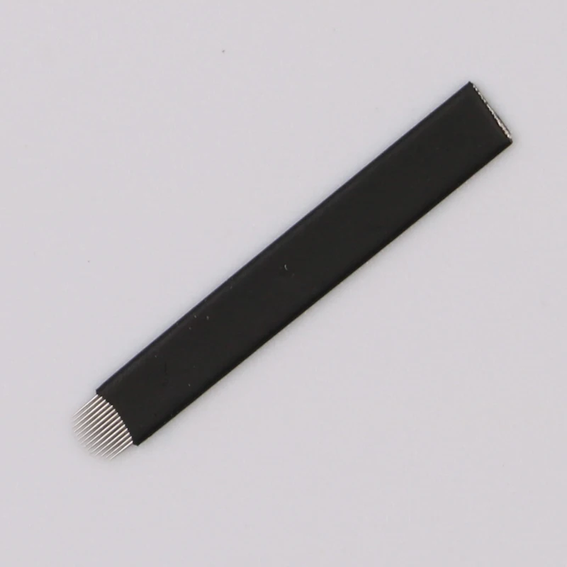500 шт. черный Microblading Вышивка крестом иглы 0,18 мм U форма 14 шпильки лезвия Professional для постоянного ручка для микроблейдинга