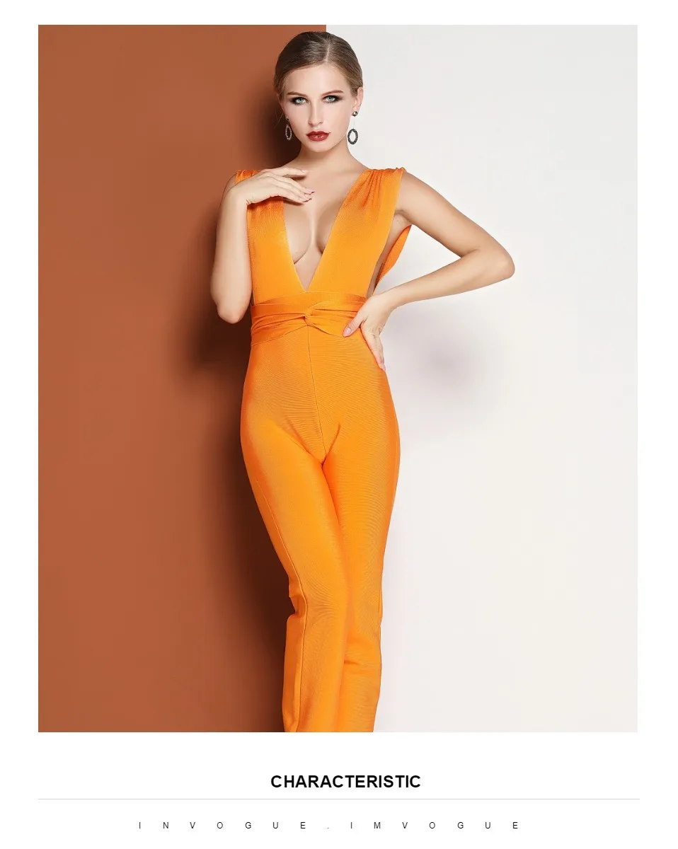 INVOGUE. IMVOGUE Новое поступление должны иметь сплошной цвет Sexy V образным вырезом без рукавов Bodycon бинты летний костюм