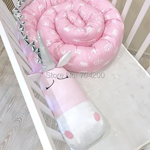 Единорог Зебра Розовый Черный волна Детские подушки детские кроватки бампер 200 см/300 см