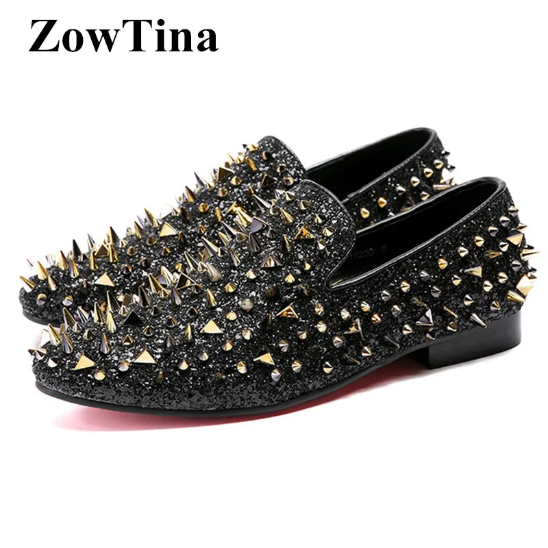 black spiked flats