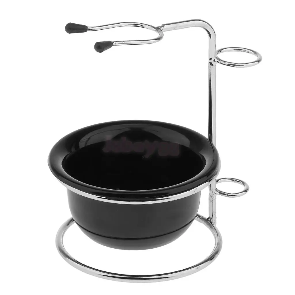 

Stainless Steel Shaving Brush Razor Stand Holder & Acrylic Shaving Bowl Set for Home Travel