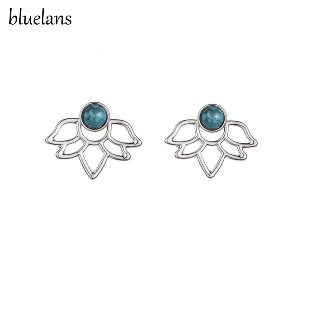 Bluelans Boho Лотос с выемками заколка для бусин в форме цветков стержня уха серьги