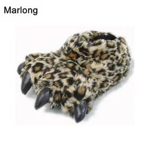 

2017 Cartoon Designer Animal Tiger Leopard Autumn Winter Claw Paw Plush Slippers for Women Men Indoor Shoes Home Floor Slipper