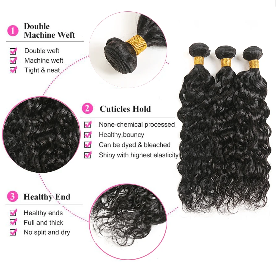 Water Wave Human Hair Bundles SOKU 8-30 Inch Brazilian Hair Weave Bundles 1 PC Natural Color Human Hair Extensions Non-Remy Hair