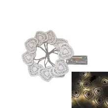 1,5 м светодиодный строки деревянные сердце 10-светодиодный веревочки для свадьбы Обручение вечерние украшения