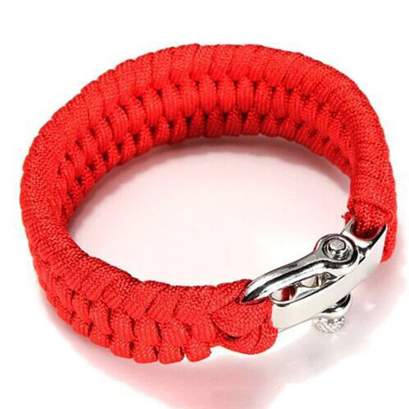 Marcatsa التخييم سوار paracord بقاء الطوارئ مزين حبل أساور للرجال ستانلس ستيل سلامة مشبك