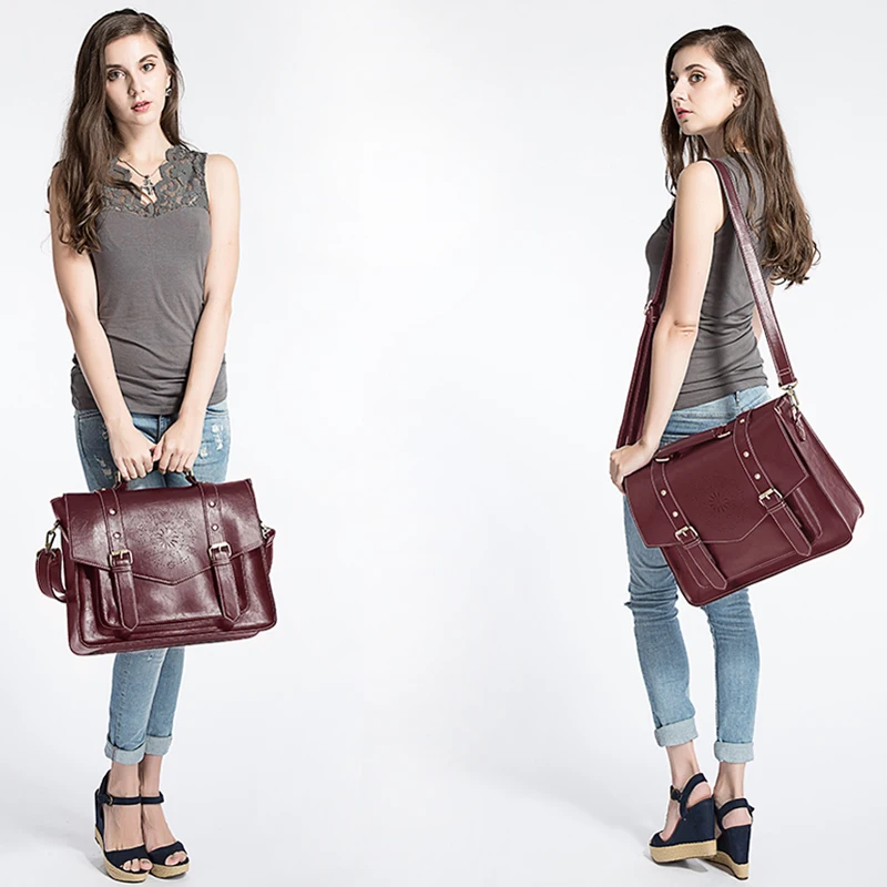ECOSUSI Nouveau Femmes PU Sac À Main En Cuir de Haute Qualité Rétro Femmes Messenger Sacs Célèbre Designer En Cuir Porte-Documents Épaule Sac - 6