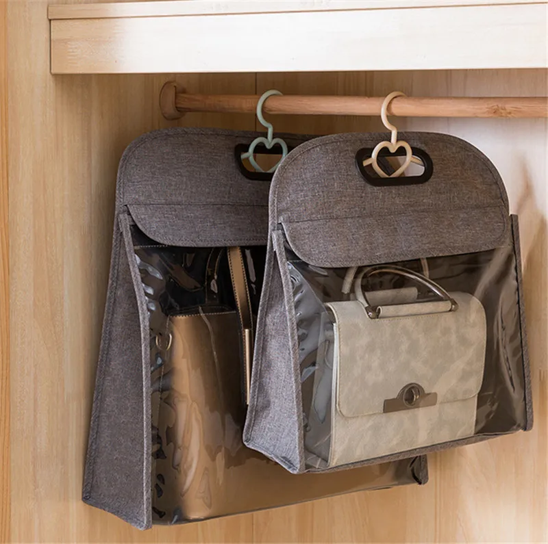 NoEnName Пылезащитная Портативная сумка для хранения сумки защита от пыли прозрачная подвесная сумки для шкафа Органайзер S L - Цвет: Серый