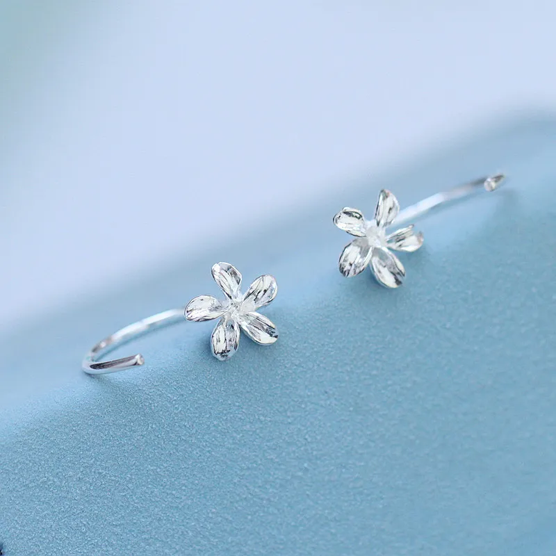 

100% 925 Solid Real Sterling Silver Flower Plant Stud Earrings For Women Wedding Gift Prevent Allergy Brincos pendientes A116