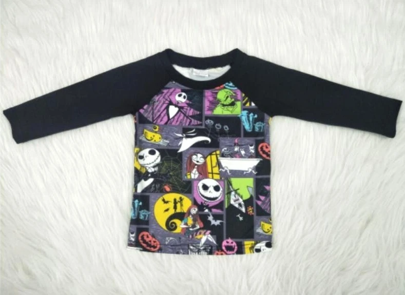 

Wholesale/retail nightmare t shirt for baby girls boys unisex black long sleeve t-shirts autumn kids children's clothing top gxj