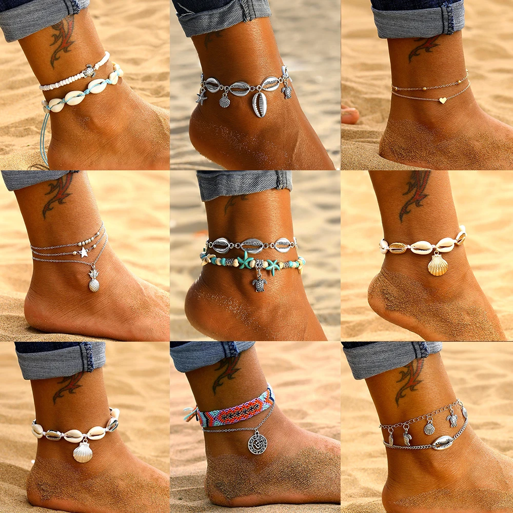 Starfish-Pendant-Anklets-2019-For-Women-New-Stone-Beads-Shell-Anklet-Bohemian-Bracelets-On-Leg-BOHO