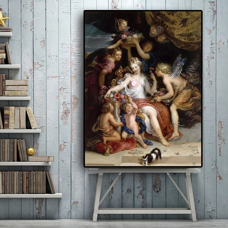 

Zephyr and Flora Portrait Oil Painting on Canvas Angle Posters and Prints Scandinavian Nordic Art Wall Picture for Living Room