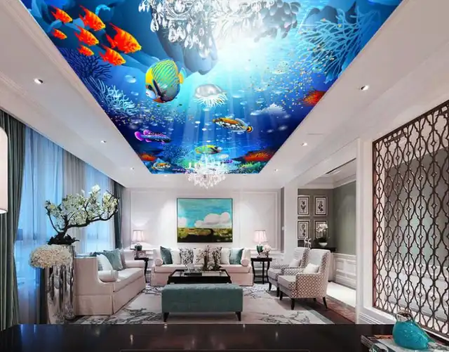 Us 11 31 61 Off 3d Ceiling Tiles The Underwater World 3d Wallpaper Custom Painting 3d Ceiling Wall Papers Home Decor 3d In Wallpapers From Home