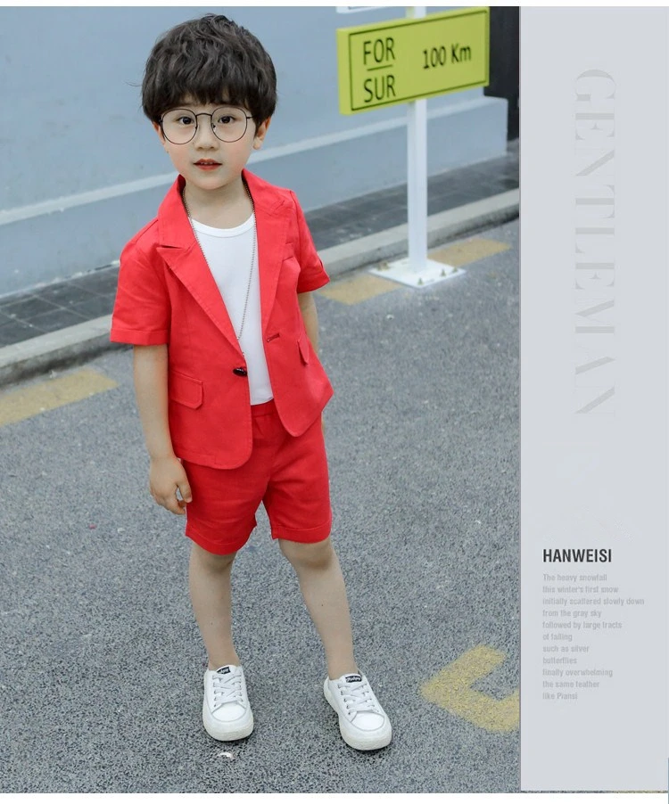Summer Formal Kids Suit For Baby Boys Clothes Sets Gentleman Cotton Linen Teenage Casual Coat Vest Shorts 3pcs Children Clothing (1)
