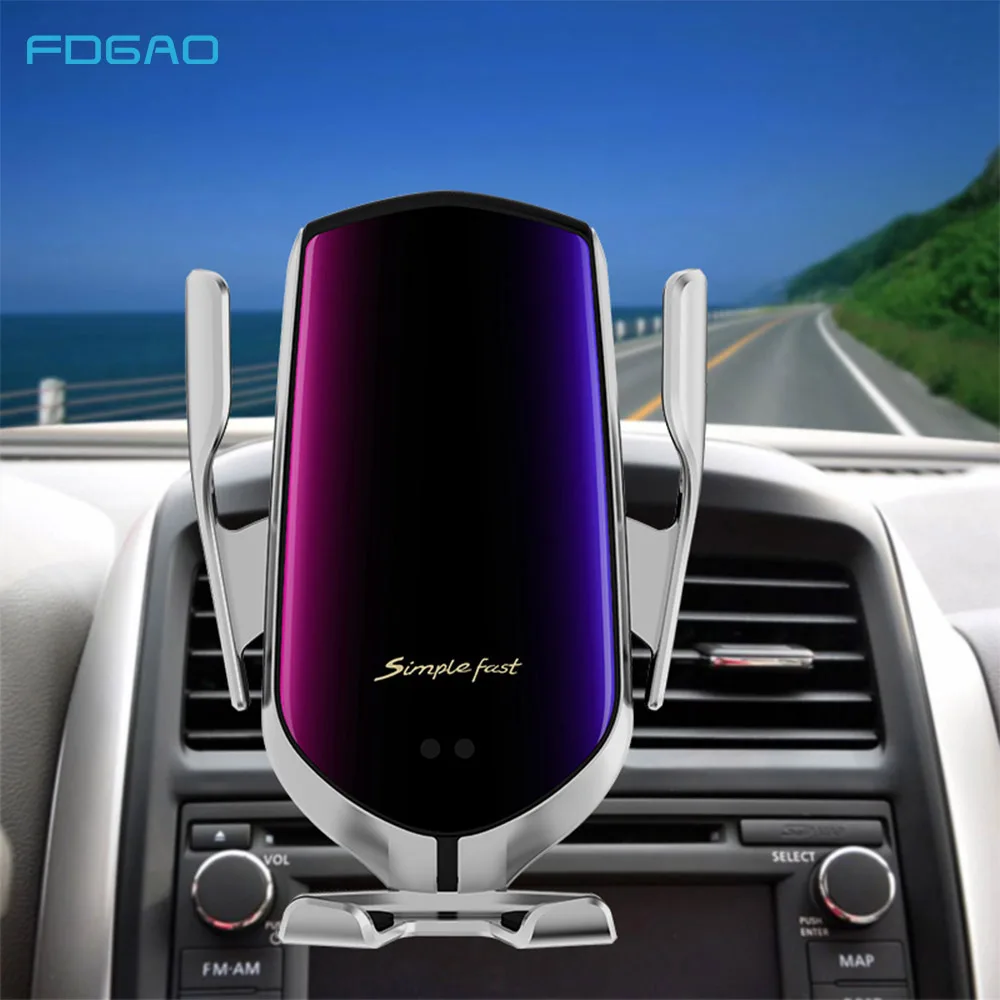 FDGAO 10W Qi Wireless Car Charger Mount For IPhone XS X XR 8 11 Pro Fast Charging Car Phone Holder for Samsung Note 9 10 S10 S9