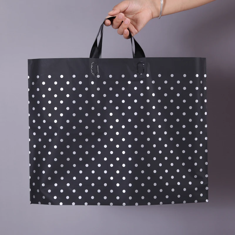 Black Plastic Shopping Bags With Handle Clothes Gift Packaging Bag