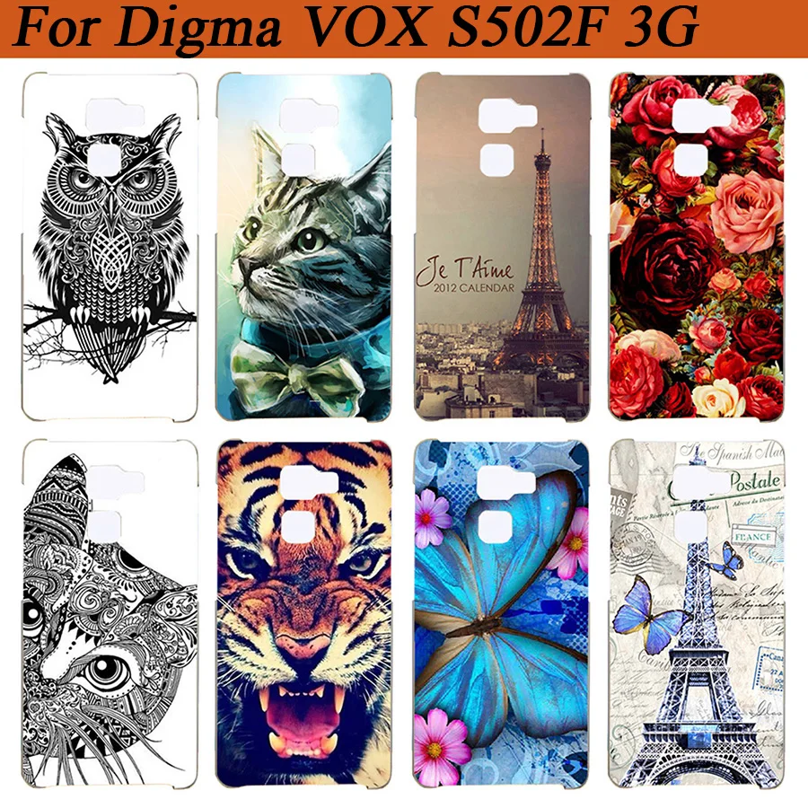 Мягкий чехол из ТПУ 5 дюйма для Digma VOX S502F 3G s силиконовый с рисунком тигра Эйфелевой