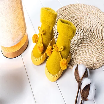 

2019 new floor socks baby children thickening plus velvet warm toddler shoes non-slip male baby girls shoes and socks ZQ0034