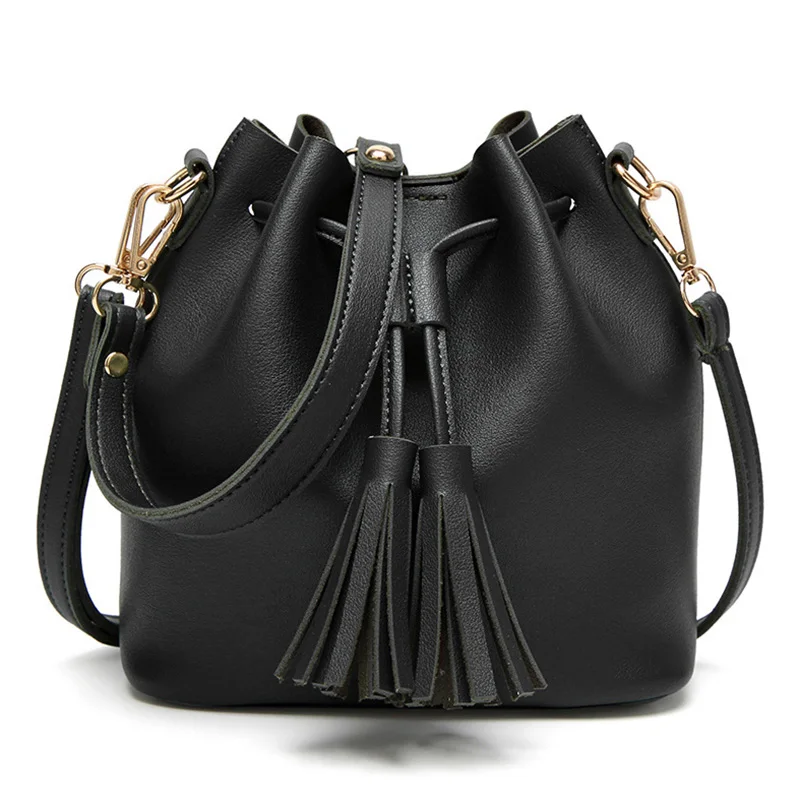 Aliexpress.com : Buy Bucket Bag Suede Shoulder PU Leather Tassel Bucket