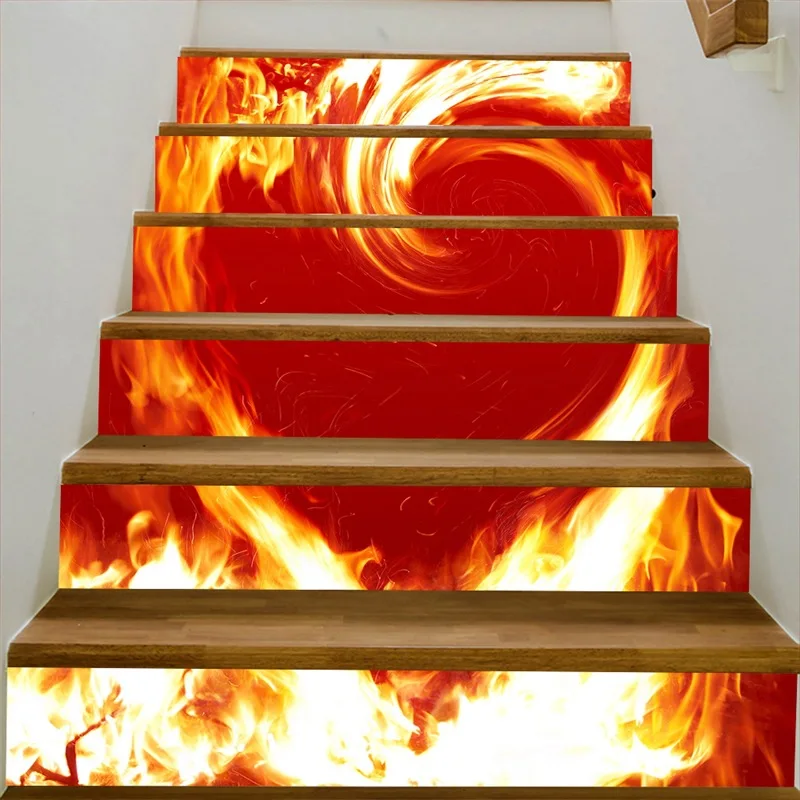 

Fire 6pcs/set 18x100cm 3D Waterfall Stair Sticker Self Adhesive Stickers Seaside Landscape Home Stairs Floor Decals MA3