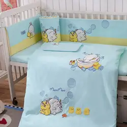 Высокое качество мультфильм хлопок детская кровать установка детская кровать Наборы 7 шт. newbore кровать Простыни, подушка, Бамперы для