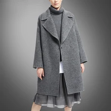 Ограниченное по времени предложение, прямые пальто с натуральными карманами, осенне-зимнее пальто Bayan Kaban, Высококачественная свободная шерстяная двойная кашемировая куртка