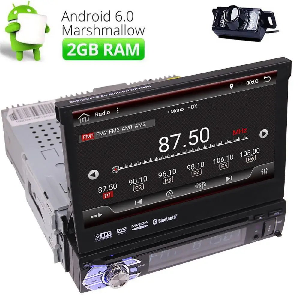 Один 1 DIN 7 &quotAndroid 6 0 флип ап gps Nav автомобильный стерео DVD съемный радио DAB +|1 din 7|1