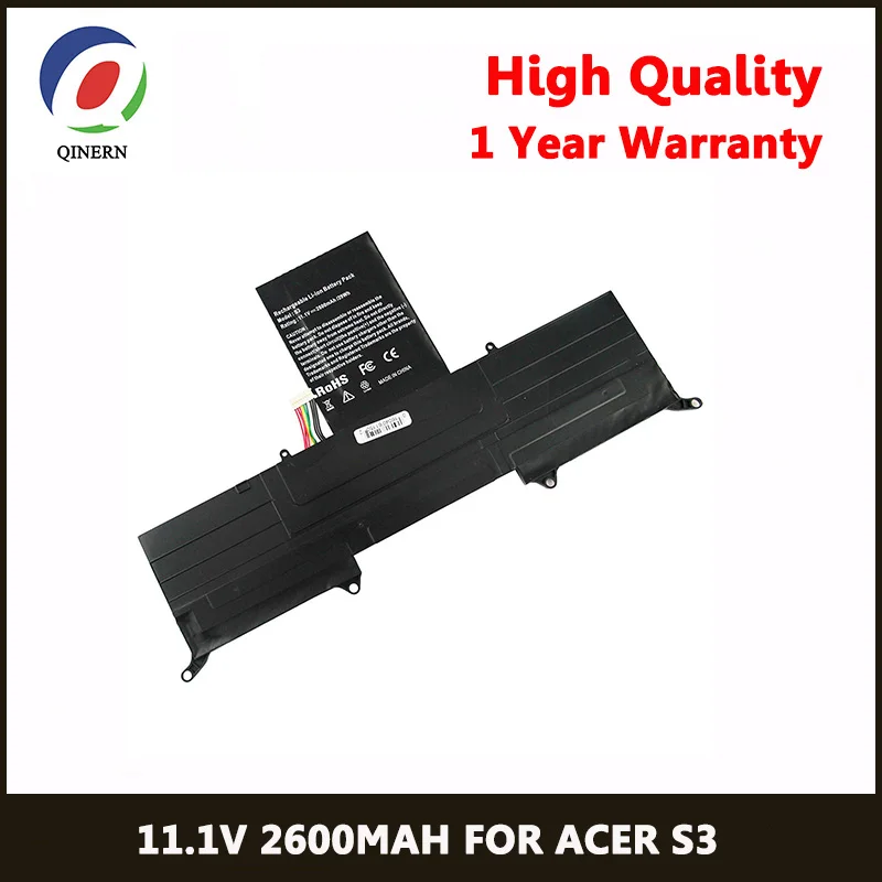 QINERN 11.1V 2600MAh Battery For ACER Laptop Battery for SA-S3 Noteook Battery For ACER Aspire Series Aspire S3 Ultrabook 13.3