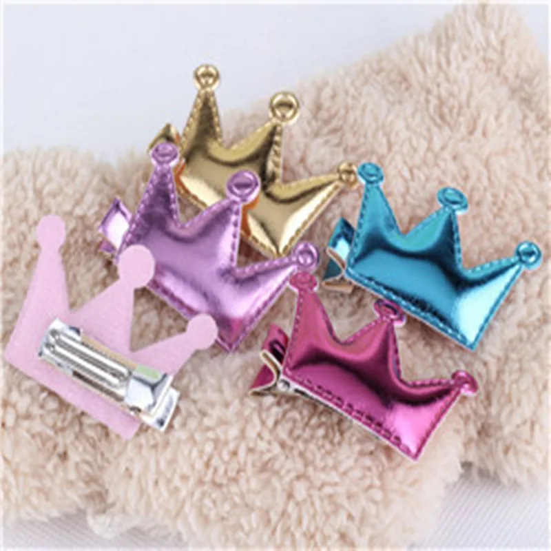 

New Design Crown Hair Clip Kids Star Headdress PU Leather Girl's Cute Heart Head Barrettes Princess Accessories Child Hairpins