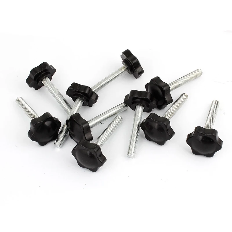 10Pcs M8x50mm Male Thread Clamping Screw on Star Knob 32mm Dia Headin