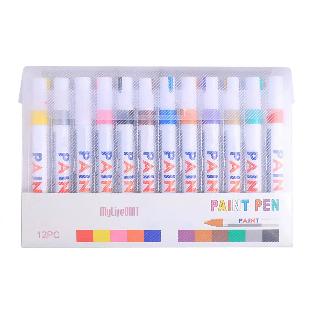 

12 Pcs/set Waterproof Car Tyre Tire Tread Metal Permanent Paint Marker Graffti Oily Marker Macador Caneta Stationery
