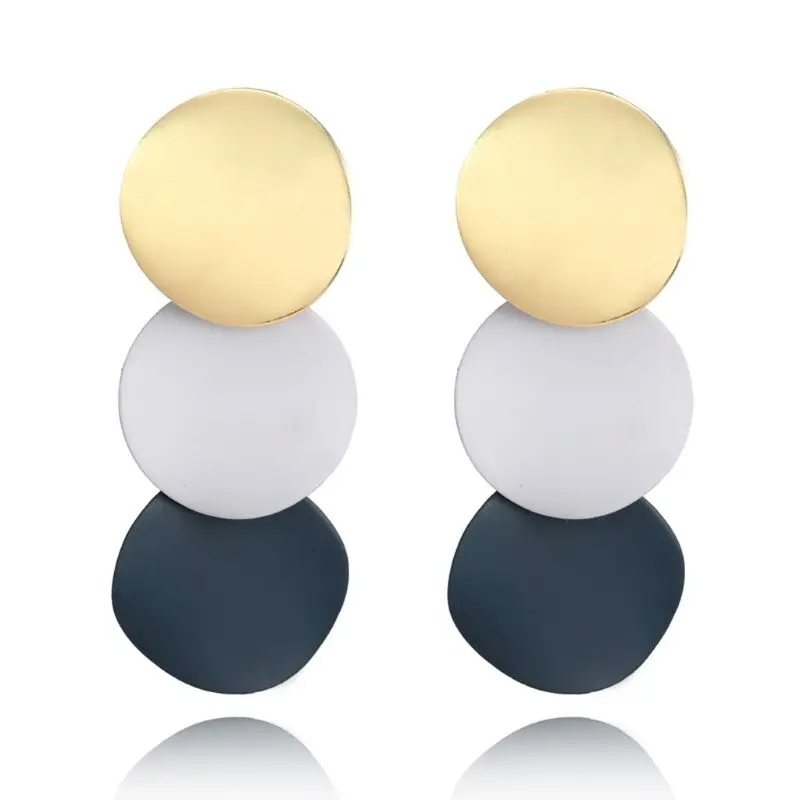 

Multi Color Circle Round Metal Statement Stud Earrings for Women Fashion Jewelry W2952001
