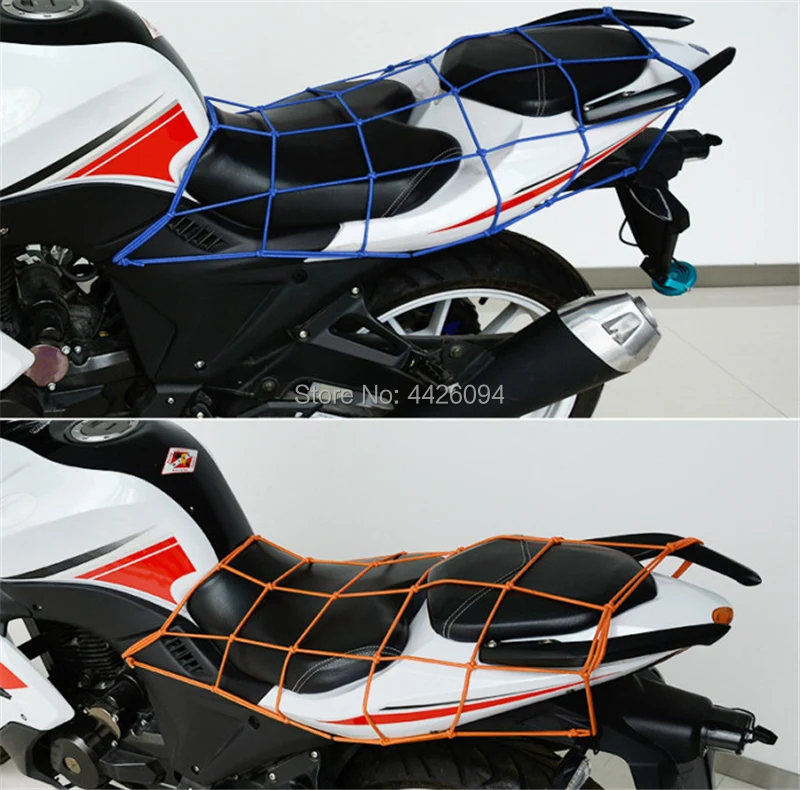 Motorcycle Helmet Net Bag 40X40CM Rear Trunk Mesh Elastic Rope Web Mesh Bags With Hooks Rear Seat Elastic Rope