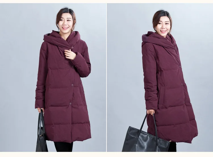 Пуховое пальто размера плюс, зимнее, утолщенное, теплое, более размера, куртка для женщин, повседневное, одноцветное, длинное, с капюшоном, пуховое пальто M/L/XL