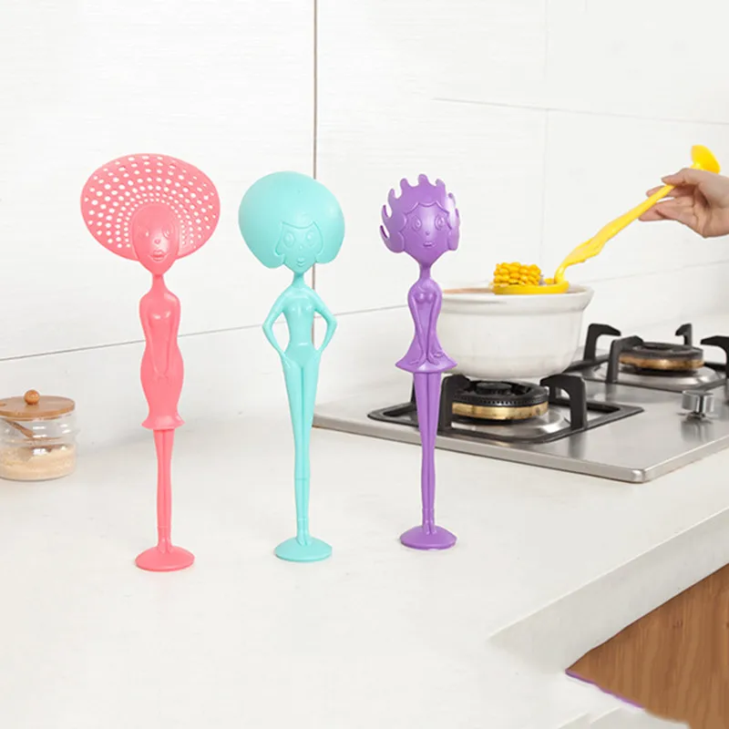 1PCS Multi-Purpose Can stand human shape Spoon Colander Mein spoon plastic Kitchen Tools Utensils