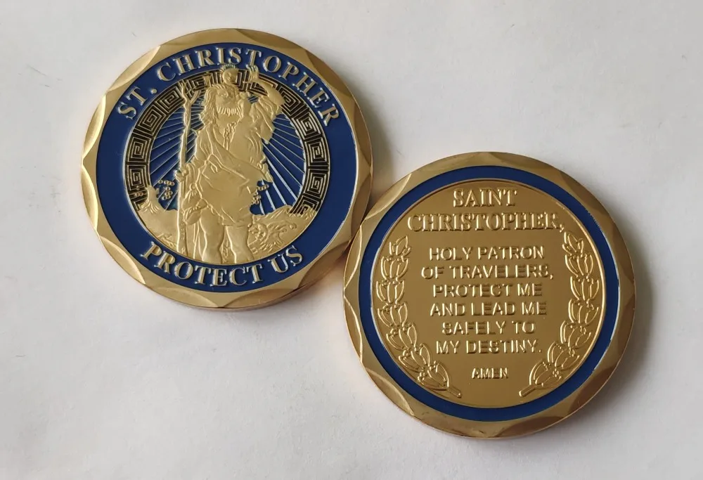 

1PCS, St. Christopher Protect Us Saint Christopher Metal round Coins Challenge Coin, free shipping, Souvenir art gifts
