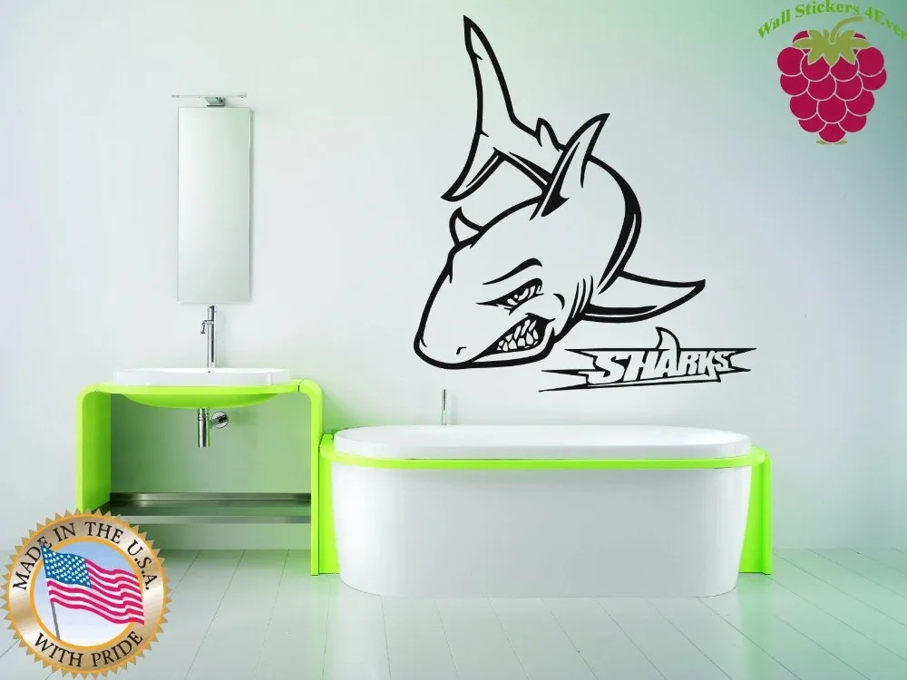 New 2015 Aquarium Shop Vinyl Wall Decal Shark Ocean Sea Marine Bathroom